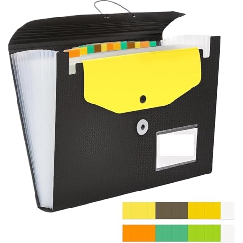 Expandable Accordion Filing Folders Expanding File Organizer 13Pocket Accordion Filing Folders with Extra Pocket and Color Tabs Sturdy Expandable Ducument Organize