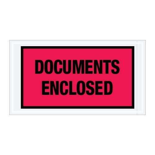 TapePlanet Special Use Packing Envelopes (5 1/2" x 10" Full Face, Red "Documents Enclosed" Envelopes)