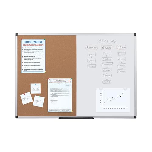 Bi-Office Combination Board Maya, Cork/Magnetic, Aluminium Frame, 90 x 60 cm,White