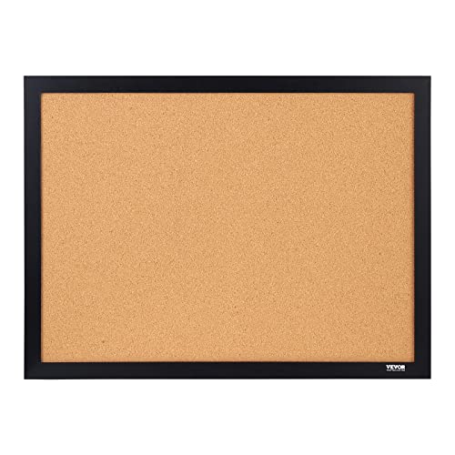 VEVOR 24 x 36 Cork Board, Large Bulletin Board with Black MDF Frame, Wall Mounted Pin Board for Office, School and Home Decor, Hanging Message Board for Pictures and Notes, 10 Push Pins Included