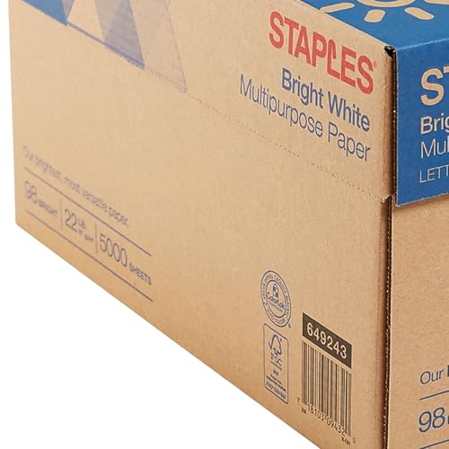 Staples Multipurpose Paper, 8.5x11 Inch, 22 lb., 98 Bright, 10 Reams