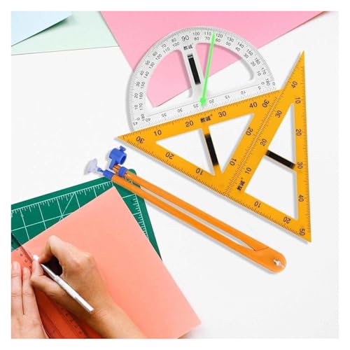 ZXKLXYY Drafting Tools Magnetic Geometry 4 Piece Set, Large Math Ruler Set Educational Material, Includes Compass, Triangle, and Ruler for Classroom Blackboard Office