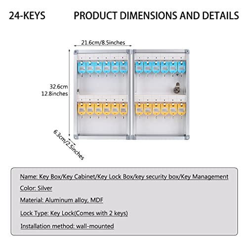 xdgFHsy Household Office Available Aluminum Alloy Key Lock Box(24-Keys)