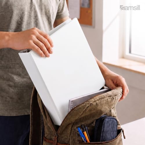 Samsill 3 Inch 3 Ring Binders, Economy Round Ring, Clear View Cover, 550 Sheet Capacity - for School, Home, Office - White, 12 Pack