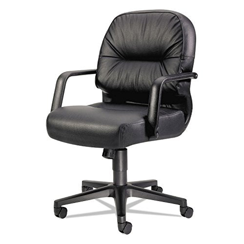 HON Pillow-Soft Mid-Back Chair with Center-Tilt and Fixed Arms, Black