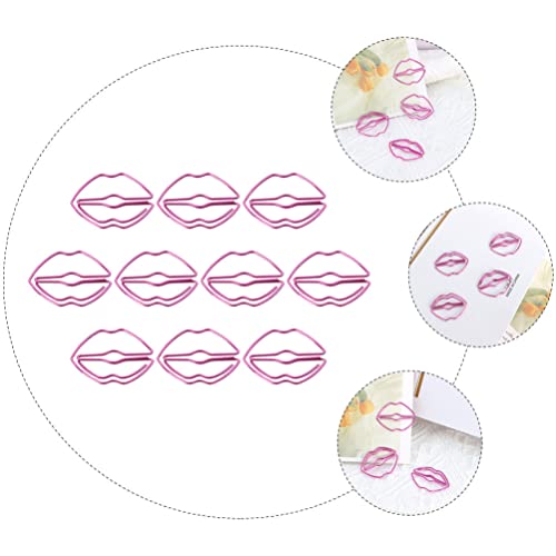 10pcs Cute Lips Shaped Metal Paper Clips Mini Pink Note Clips