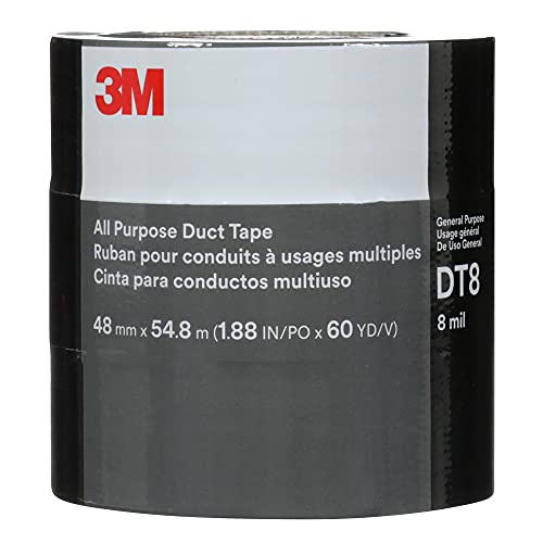 3M Duct Tape DT8, 3 Pack, Industrial Strength, Black Color, 1.88 in x 60 yd