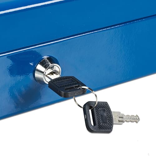 Relaxdays Cash Box, Blue, H x W x D: 8.5 x 30.5 x 24.5 cm