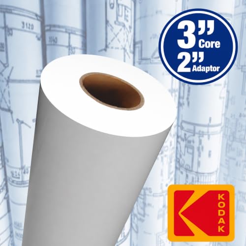 Kodak Wide Format Paper 24" x 100 FT 46# Heavyweight Coated Bond, 3" w/2" Core Adapter, 1 roll/Ctn
