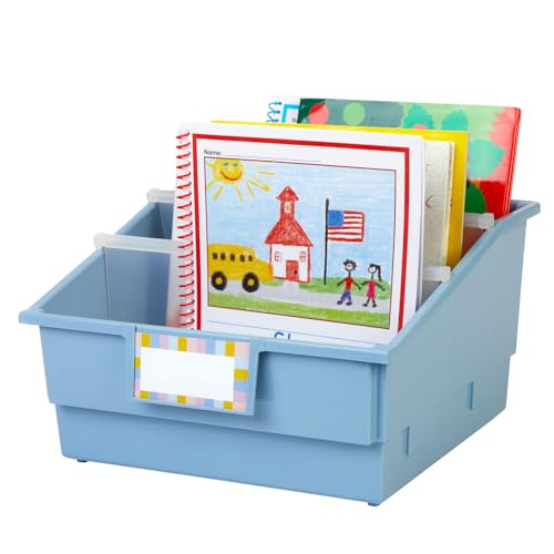 Really Good Stuff Picture Book Classroom Library Bins with Dividers, 6-Pack