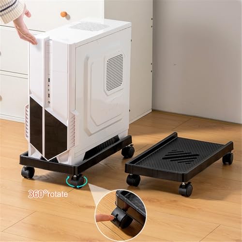 VHDY85KA Office Floor CPU Stand for Most PC Case, Mobile PC Tower Stand Cart, Stable CPU Holder with 4 Caster Wheels Under Desk Accessories