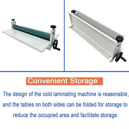 BEILOCKERY Manual Cold Laminating Machine 29.5in(75cm) with Soft Rubber Roller,All Metal Frame Laminator with Fold-up Table, Adjustable Roller Position, for Cold Mounting Photos