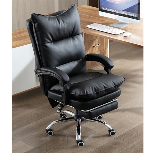 Ergonomic Office Chair Back Support Executive Office Chair Retro PU Leather Office Chair with Rubber Wheels Computer Office Desk Chair Ergonomic Three-Section High Back Support Office Chair for Home W