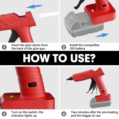 Cordless Hot Glue Gun Kit with Battery and Charger, 3.5Ah Rechargeable M18 Battery, 30pcs 0.43'' Glue Sticks, Fast Preheating, Wireless Full Size Glue Gun for Crafts & DIY