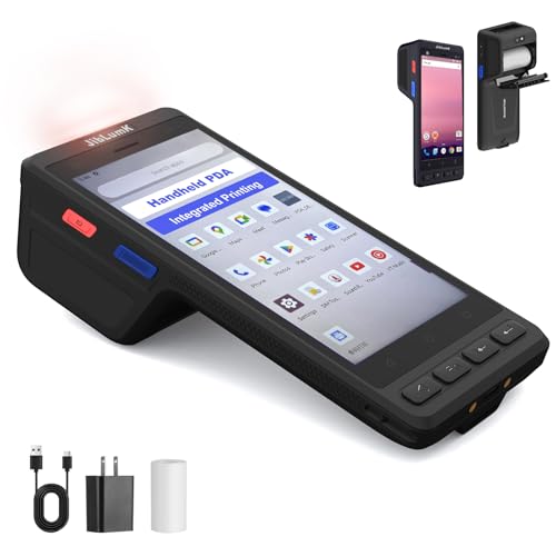 JibLumK Industrial Handheld PDA Terminal, Integrated Thermal Printer, Barcode Scanner.Rugged Android 14 PDA with Integrated Printer & 1D/2D Barcode Scanner,NFC, WiFi/4G for Retail,Warehouse