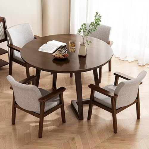 DESALAI Reception Table, Conference Table with Chairs, Negotiation Table and Chair Set, Small Conference Room Tables That Save Space, Useful for Living Room(Brown,80CM/31.5IN)