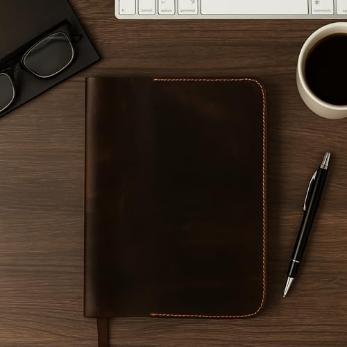CestAntiQ Refillable XXL Leather Journal Cover 8.5 x 11 in, Dark Brown