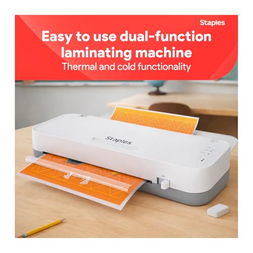 Staples 9-Inch Thermal & Cold Laminator, White/Gray