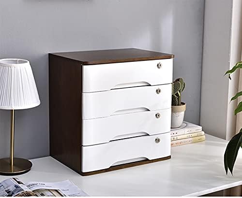GFSGHZZ Lockable Desktop Storage Box - Wooden A4 Nizer for Office Supplies Flat File Cabinet with Drawers for Receipts & Documents Elegant Desktop Nizer Solution,A-3 Drawers