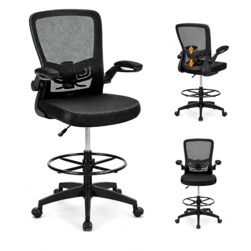 CLEEMAN Drafting Chair Tall Office Chair for Standing Desk, Black