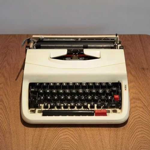 miowakoling Restored Vintage Typewriter That Works – Gift for Authors, Kids & Collectors – Portable Typewriter for On-The-Go Writing(11.8" Lx11.8 Wx3.9 H, Off-White)
