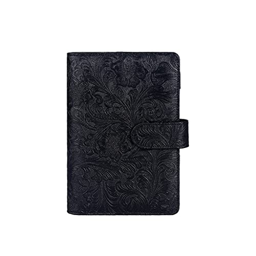 GFHSKRPL A6/A5 Vintage Embossed PU Leather DIY Binder Notebook Cover Diary Agenda Planner Paper Cover School Stationery(Gray,A5)