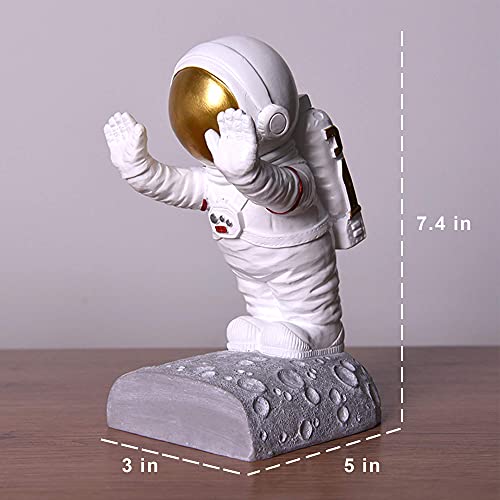 Joyvano Astronaut Bookends - Space Decor for Kids Rooms & Home Office - Heavy Duty Book Holders with Anti-Slip Base - Cool Unique Design (Gold)