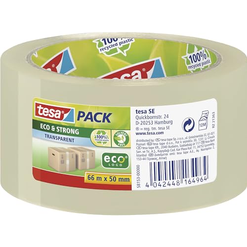 Tesa© Tesapack Eco & Strong Packaging Tape Polypropylene 66 m x 50 mm Transparent