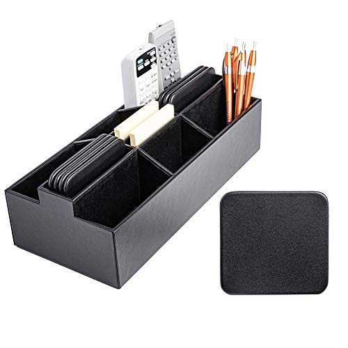 Dacasso Black Leather Remote Control Organizer