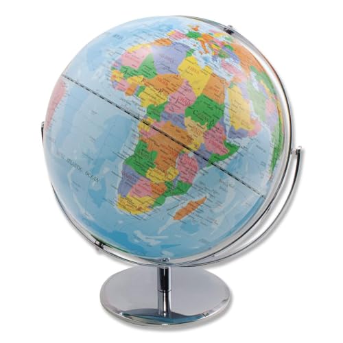 Casafoyer 30502 12-Inch Globe with Blue Oceans, Silver-Toned Metal Desktop Base,Full-Meridian - Pack of 2