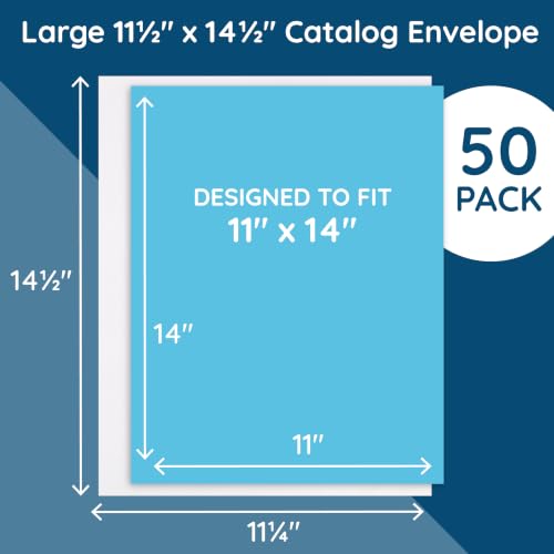 Blue Summit Supplies 50 11" x 14" Catalog Envelopes, Self Seal, White