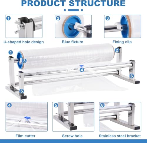 Acivirdde Tabletop Stretch Film Dispenser with Cutter,13.78 Inch Manual Wrapping,Stainless Steel Packaging Tool for Warehouse and Shipping (13.78Inch)