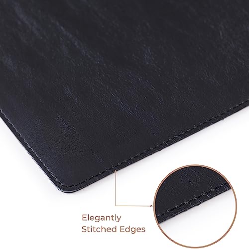Node Leather - Genuine Leather Desk Mat - Executive Real Leather Desk Pad - Office Desktop mat - Wide (15 3/4" X 38") | Non-Slip Desk Blotter Black