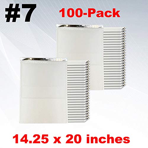 iMBAPrice 100-Pack #7 (14.25" x 20") Premium Pure White Color Self Seal Poly Bubble Mailers Padded Shipping Envelopes (Total 100 Bags)