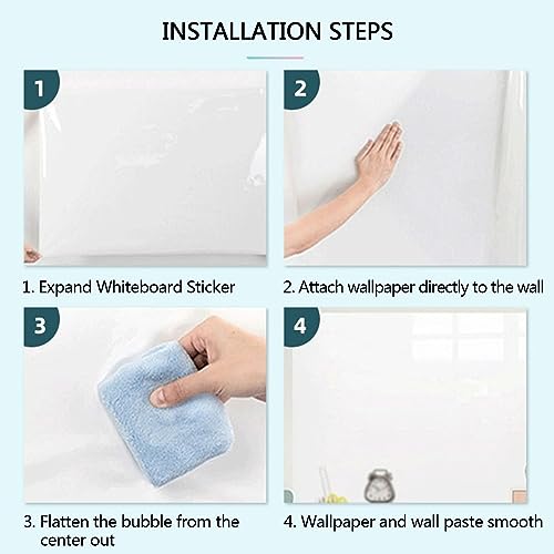 Removable Sticky whiteboard Film, Electrostatic Self Adhesive Dry Erase Whiteboard Contact Paper Roll White Multiple Sizes(17.8x196.9IN(0.45x5m))