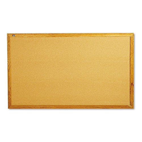 Quartet Cork Bulletin Board 60"W x 36"H Pin Board, Oak Finish Frame (305)