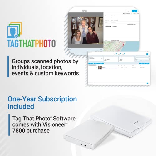 Visioneer 7800 Flatbed Color Photo and Document Scanner for PC with Tag That Photo Software, USB Powered