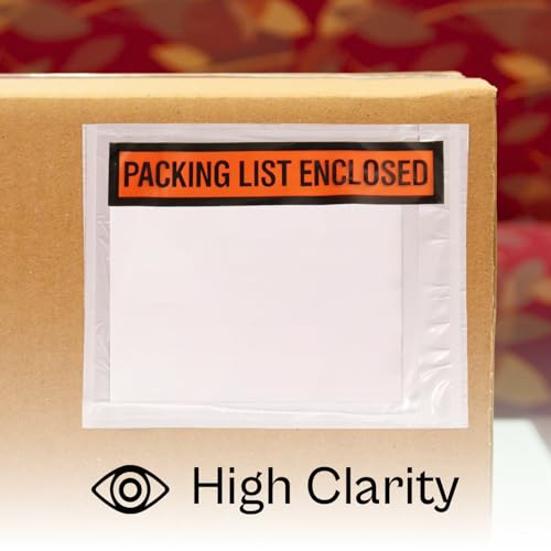 PSBM 2000 PCS 7.5 x 5.5 Inch Orange Panel Face Packing List Enclosed Envelopes, Invoice Slips Pouch for Mailing Labels, Invoices, Documents and Packing Slips