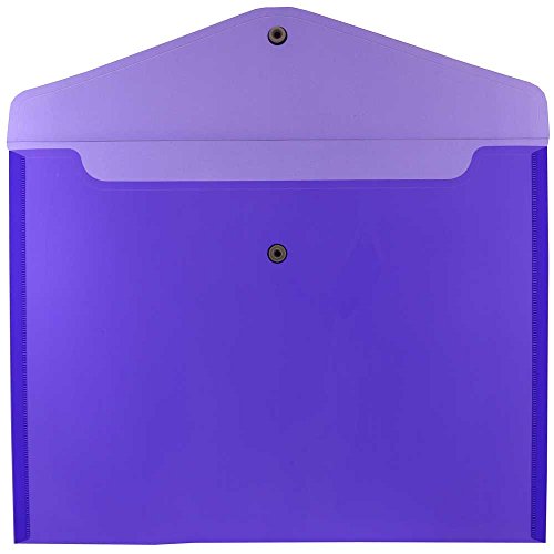 JAM PAPER Plastic Envelopes with Snap Closure - Letter Booklet - 9 3/4 x 13 - Purple - 12/Pack