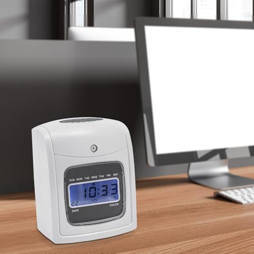 Employee Time Clocks for Small Business, Auto-Align Time Clock Punch Machine with 50-Piece Time Cards