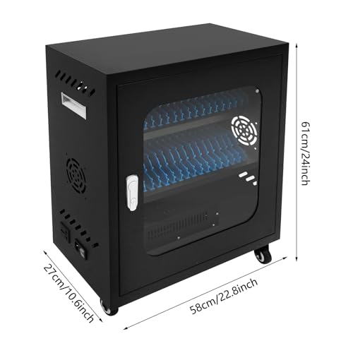 BOPRCSH 22.8 * 10.6 * 16.9in Laptop and Tablet Storage Charging Cabinet, Lockable Charge Box with 20-Unit Charging Cabinet, Suitable for School, Busines. Upgraded, Black (40slot)