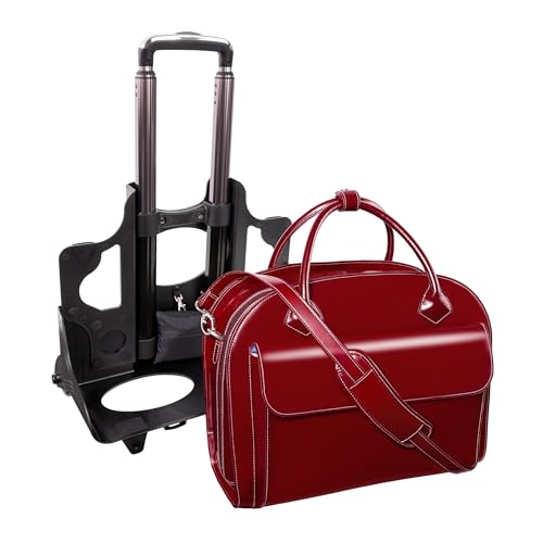 McKlein GLEN ELLYN15" Leather Detachable -Wheeled Ladies' Laptop/Computer & Tablet Business Briefcase Bag/Women's Rolling Overnight Travel Bag, Removable trolley case