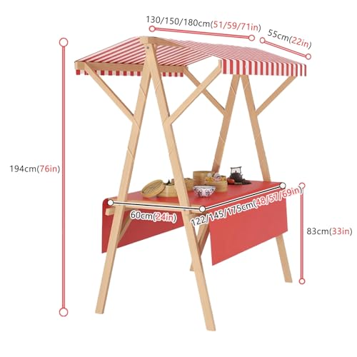 WAHHWF Stall Display Stand Wood Food Cart, for Craft Shows/Retail Kiosks/Booth, Floor-Standing Vendor Table Carts, Practical & Lightweight(Yellow,180x60 cm/71x24 in)