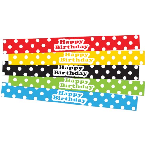 Teacher Created Resources Polka Dots Happy Birthday Slap Bracelets, 10 Per Pack, 6 Packs