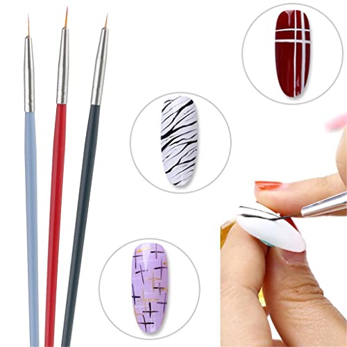 UOHLCX HBJWOV 3PCS Nylon Painting Brushes Wood Handle Paint Brush Different Size Hook Line Pen for Watercolor Oil Acrylic Painting Art Tools