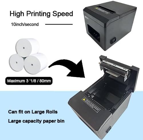 MRBOSS POS 3“ 1/8 Thermal Receipt Printer Bluetooth USB Support Kitchen Receipt Ticket Printing App Grubhub Postmates Also for Togo Shop Bubble Tea Fastfood Restaurant Kitchen Ticket