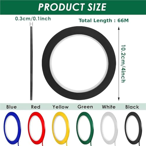 Whiteboard Tape 3/5/10/15mm Width Graphic Tape Pinstripe Tapes Grid Marking Whiteboard Gridding Self Adhesive Artist for DIY Art(Yellow,66M_8MM)