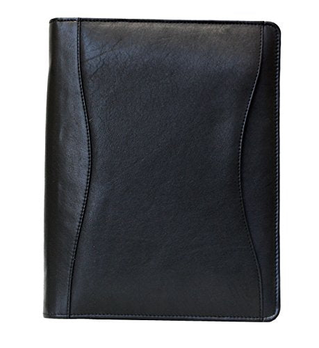 Ashlin® Zippered Portfolio, Smartphone Pocket, 2 Pen Loops, 100% Tuscany Leather [P8338-18] (Midnight Black)