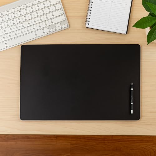 Dacasso Classic Black Leather 30" x 19" Desk Mat Without Rails