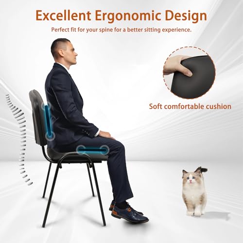 CLATINA Stacking Waiting Room Chairs, PU Leather Armless Office Guest Chair with Metal Frames, Stackable Conference Room Chairs No Wheels for Reception Lobby Side Meeting Training School, Black 20PK